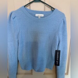 Madden Girl Sparkle Light Blue Crewneck Sweater